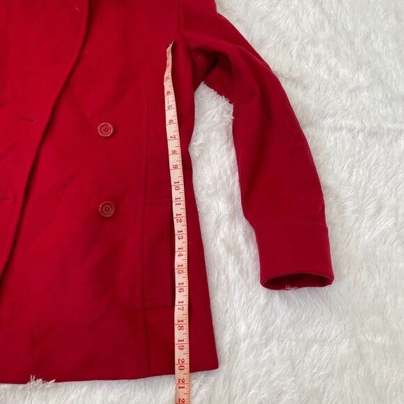 Women Cashmere Boutique Cashmere Wool Blend Pea Coat Mid Length Red Size 4 - Picture 6 of 13